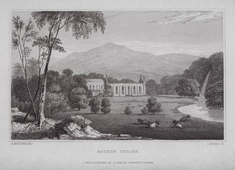 Bolton Manastırı (gravür) by Nathaniel (after) Whittock