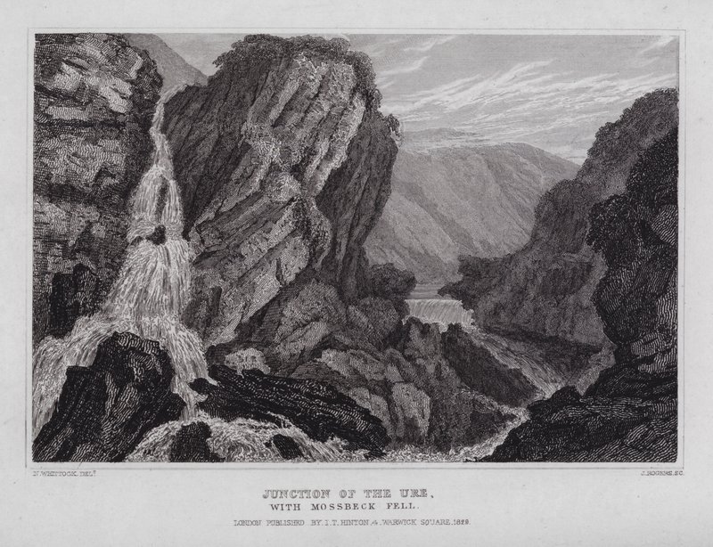 Mossbeck Fell ile Ure Kavşağı (gravür) by Nathaniel (after) Whittock