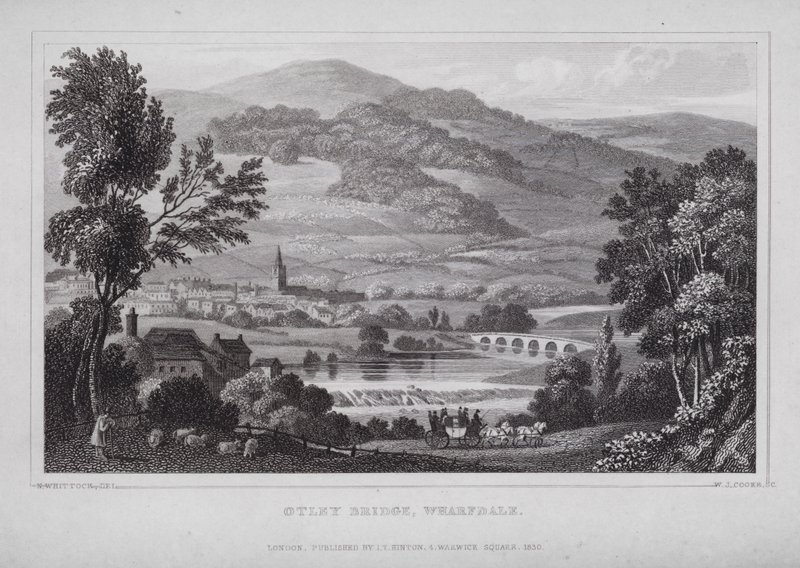 Otley Köprüsü, Wharfdale (gravür) by Nathaniel (after) Whittock