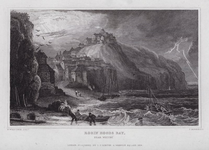 Robin Hoods Bay, Whitby yakınında (gravür) by Nathaniel (after) Whittock