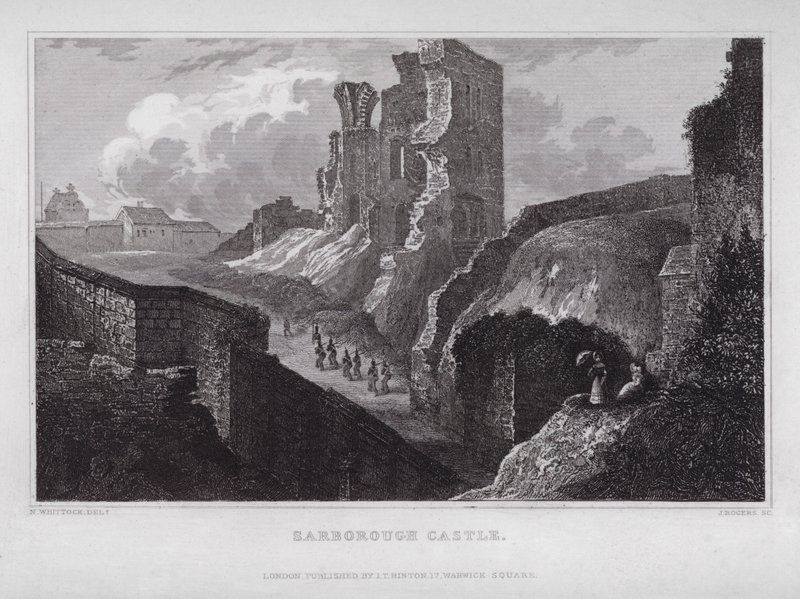 Scarborough Kalesi (gravür) by Nathaniel (after) Whittock