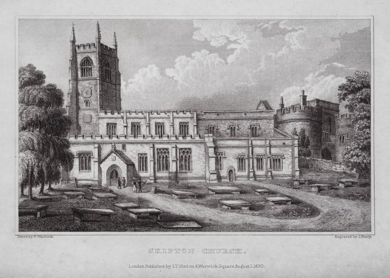 Skipton Kilisesi (gravür) by Nathaniel (after) Whittock