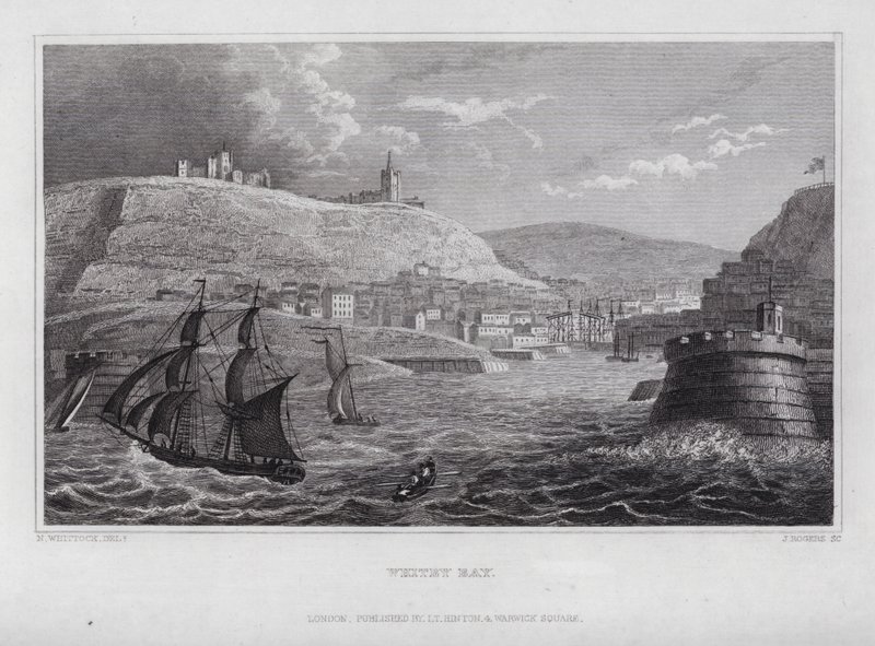 Whitby Körfezi (gravür) by Nathaniel (after) Whittock