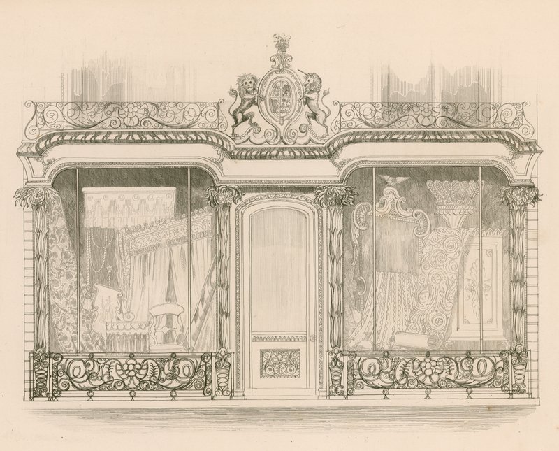 Messrs Saunders ve Woodley, Upholsterers, Regent Street, Londra için ön mağaza by Nathaniel Whittock