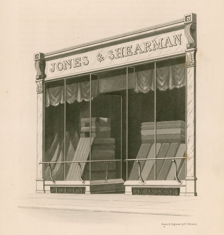 Messrs Jones ve Shearman, Blackfriars Road, Londra mağazasının önü by Nathaniel Whittock