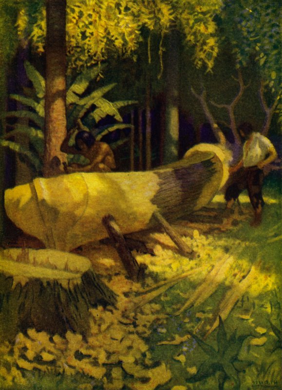 Robinson Crusoe için çizim (renkli taş) by Newell Convers (after) Wyeth
