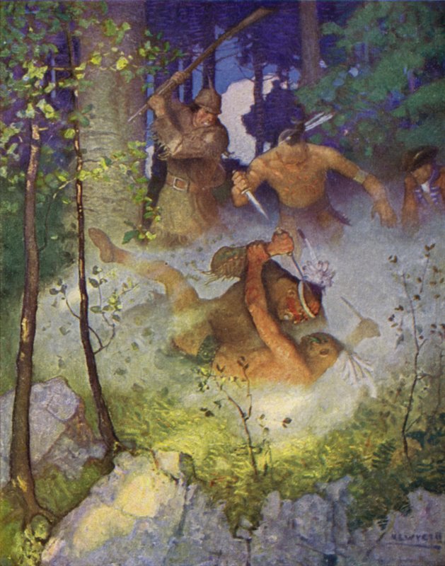 Mohikanların Sonu için çizim (renkli taş) by Newell Convers (after) Wyeth