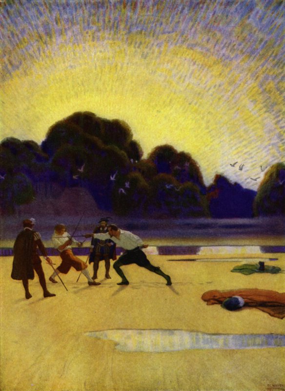Batıya doğru Ho! Charles Kingsley (renkli taş) by Newell Convers (after) Wyeth
