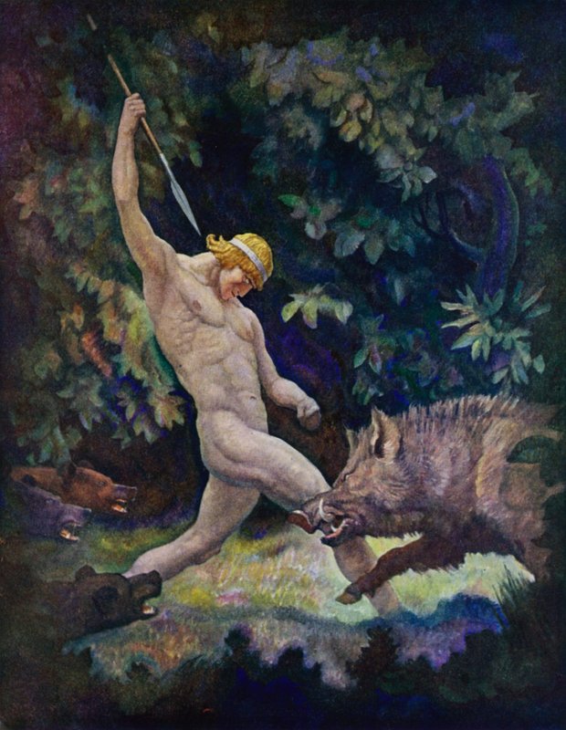 Odyssey: Domuz avı (renkli taş) by Newell Convers (after) Wyeth