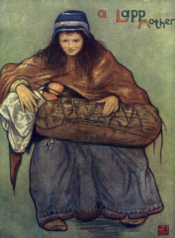 Norveç: Bir Lapp Anne ve Çocuk (renkli taş) by Nico Jungman
