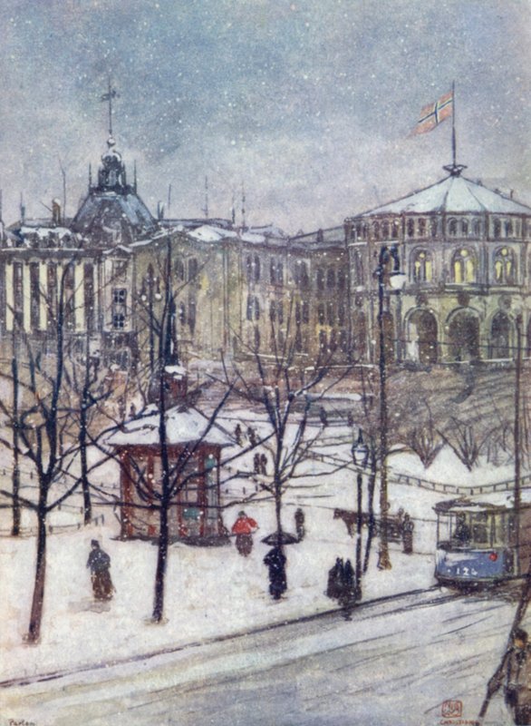 Norveç: Parlamento Binası (Storthing), Christiania (renkli taş) by Nico Jungman