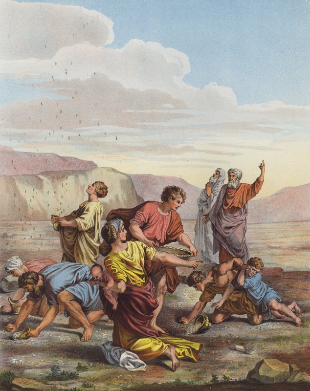 Çölde Cennetten man toplayan İbraniler by Nicolas Poussin
