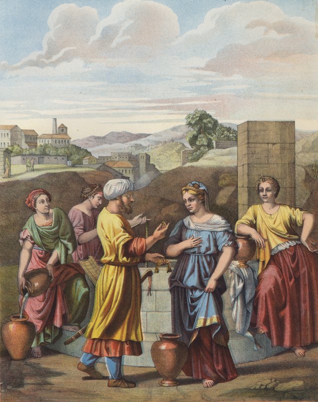 Kuyuda Eliezer ve Rebecca by after Nicolas Poussin