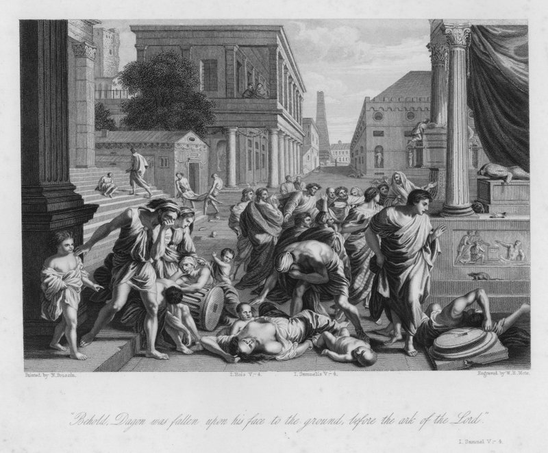 Dagon'un Düşüşü, I Samuel V, 4 (gravür) by Nicolas (after) Poussin