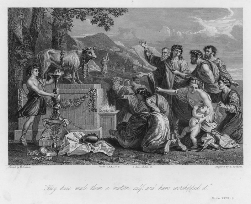 Altın Buzağı, Exodus XXXII, 8 (gravür) by Nicolas (after) Poussin