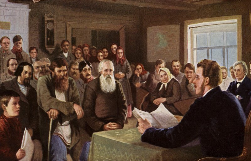 Bir kır okulunda Pazar okuması, Rusya, 1895 by Nikolai Petrovich Bogdanov Belsky