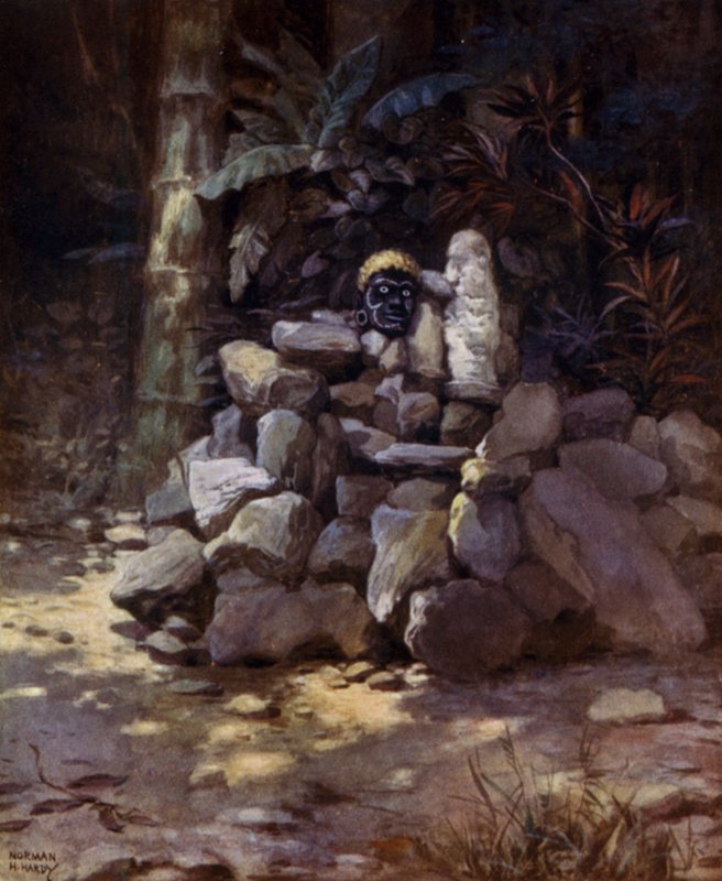 Simbo, Solomon Adaları'nda Bir Şefin Mabedi veya Mezarı (renkli taş) by Norman Hardy