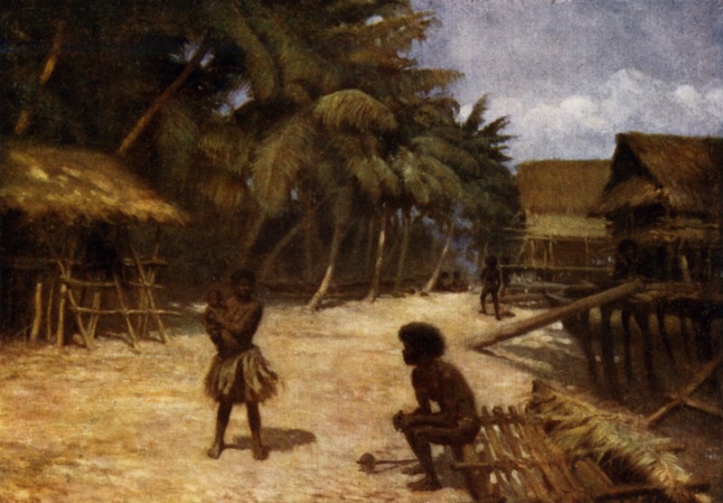 Motu Köyü, Port Moresby, Britanya Yeni Gine (renkli taş) by Norman Hardy