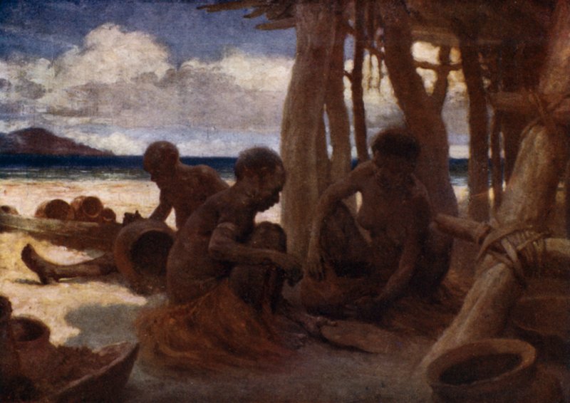 Çömlekçilik Yapan Yaşlı Kadınlar, İngiliz Yeni Gine (renkli taş) by Norman Hardy