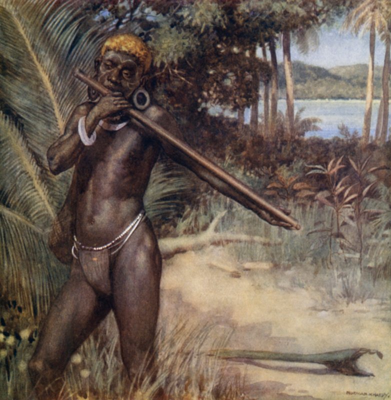 "Ivivu" veya Flüt (renkli taş) çalan Solomon Adalı by Norman Hardy