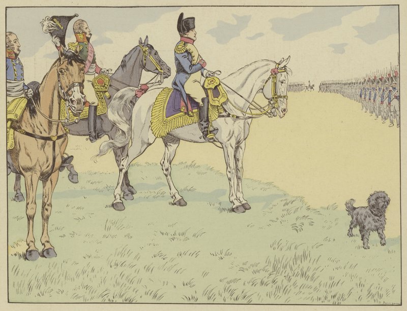 Napolyon, Tilsit Antlaşmalarını imzaladıktan sonra Fransız Ordusunu gözden geçiriyor, 7 Temmuz 1807 by Onfray de Breville Job