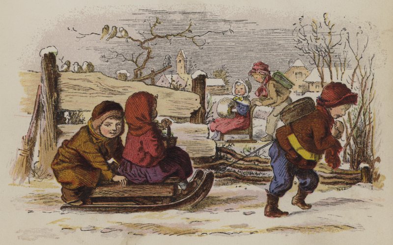 Karda kızakla oynayan çocuklar by Oskar Pletsch