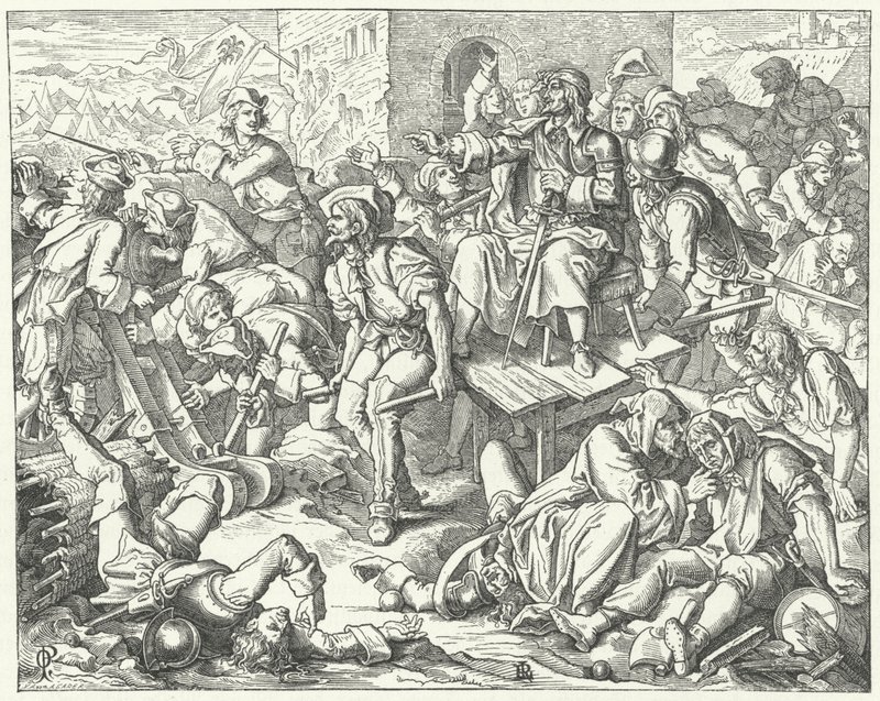 Yaralı Kont Ernst Rudiger von Starhemberg, Viyana savunucuları arasında, 1683 by Oskar Pletsch