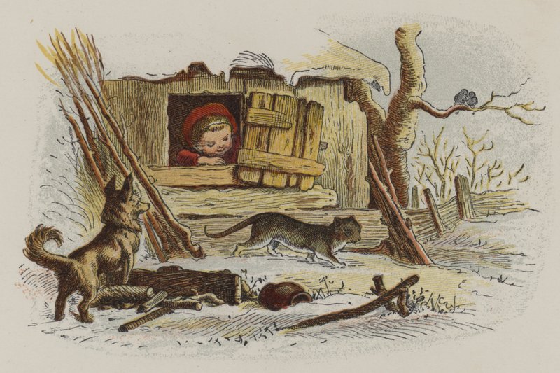 Küçük çocuk bir deriden hayvanları izliyor by Oskar Pletsch