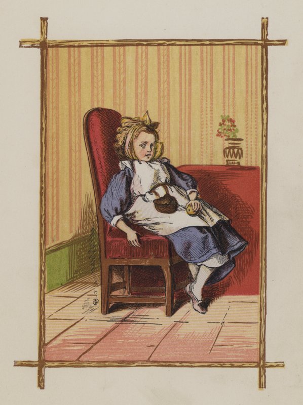 Bir sandalyede oturan kız (renkli taş) by Oskar Pletsch