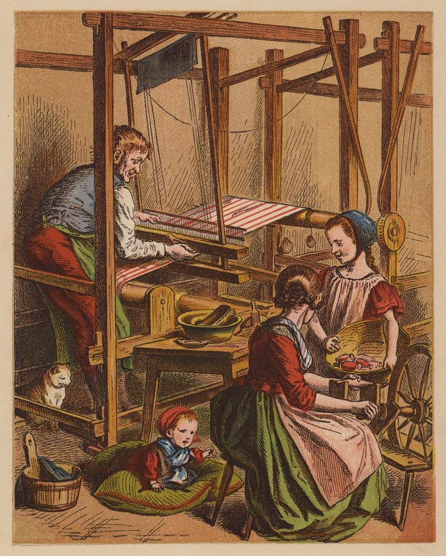 Dokumacı (renkli taş baskı) by Oskar Pletsch