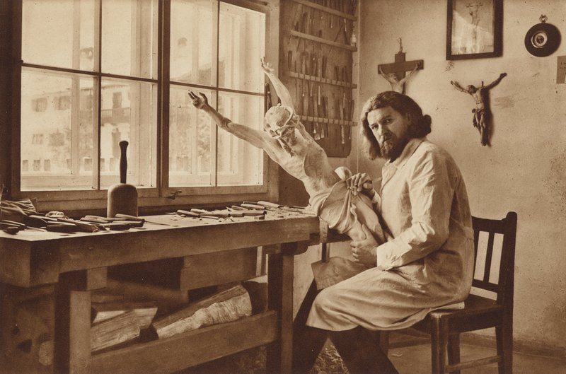 Oberammergau'daki Ahşap Oymacıları Atölyesi, Alois Lang, Tutkular Oyununda İsa'nın Temsilcisi 1930 by Otto Ballerstedt