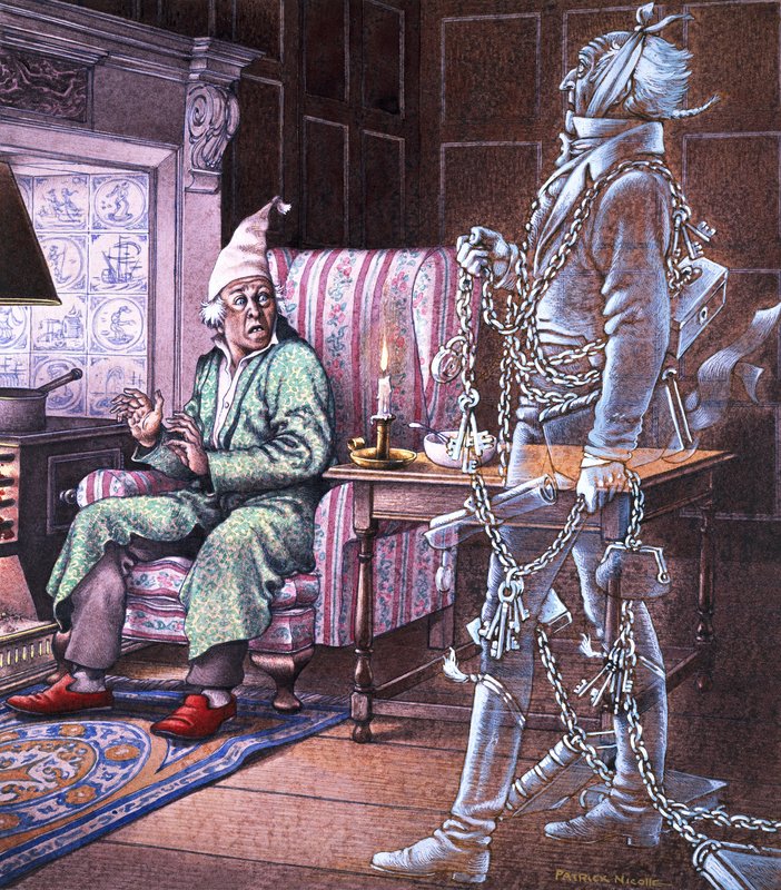Noel Hayaleti (kağıt üzerine guaj) by Pat (1907-95) Nicolle