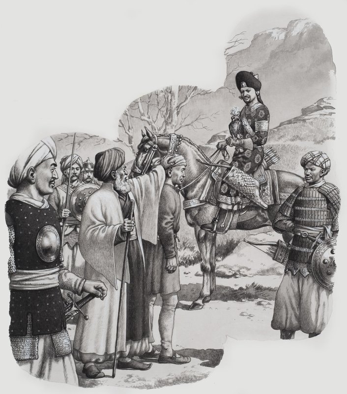 Yeniçeriler (kağıt üzerine guaj) by Pat (1907-95) Nicolle