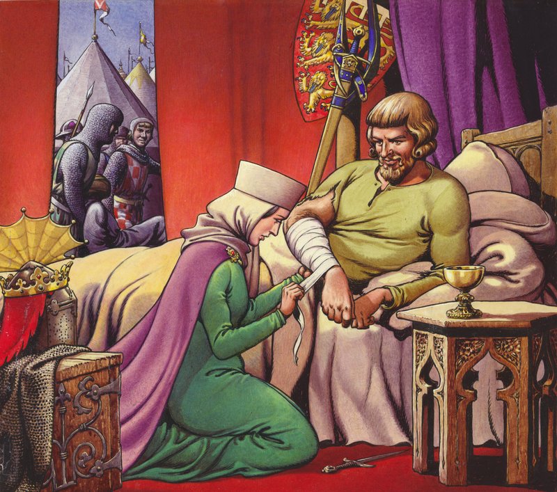 Kral I. Edward, savaşçı kral (kağıt üzerine guaj) by Pat (1907-95) Nicolle