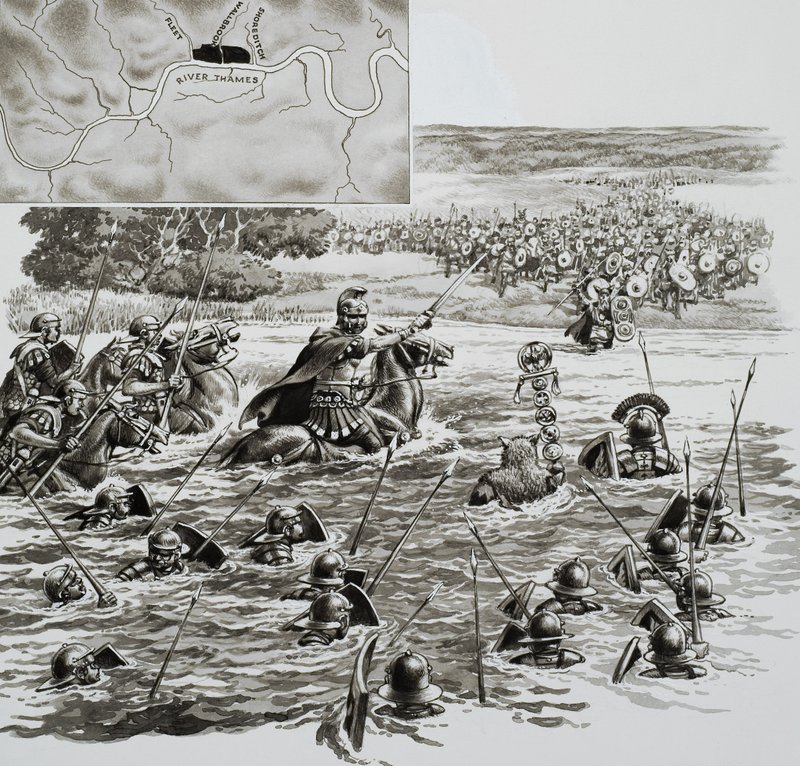 Londra: Romalıların İnşa Ettiği Başkent (kağıt üzerine guaj) by Pat (1907-95) Nicolle