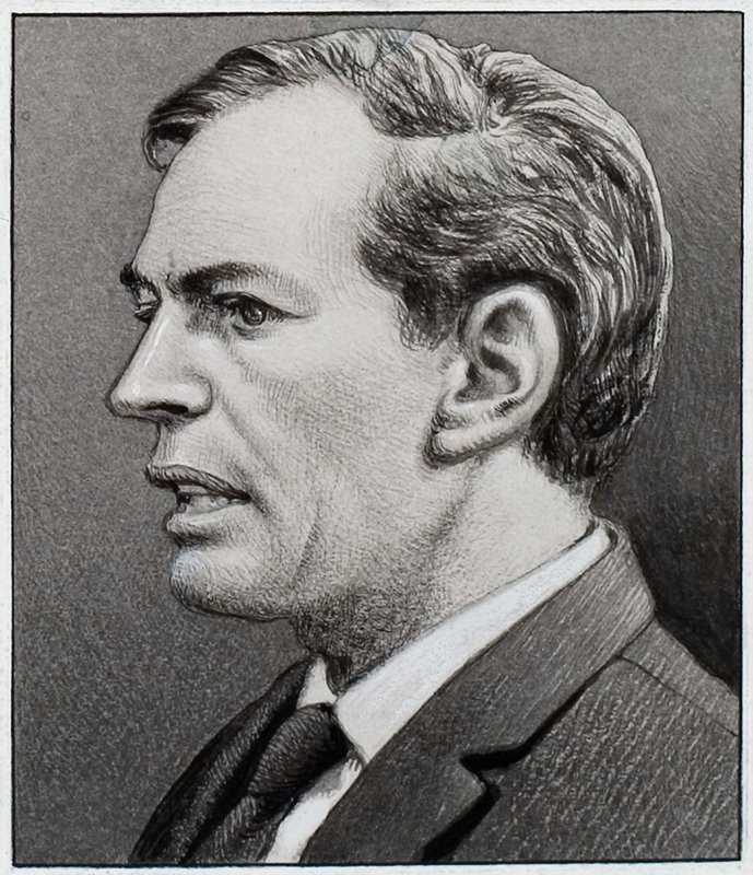 Profesör Christiaan Barnard (kağıt üzerine guaj) by Pat (1907-95) Nicolle