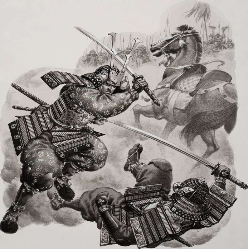 Samuray (kağıt üzerine guaj) by Pat (1907-95) Nicolle