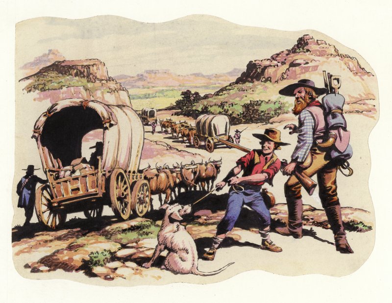 1835-1837 Büyük Yürüyüşü (kağıt üzerine guaj) by Pat (1907-95) Nicolle