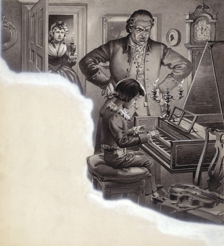 Genç Ludwig van Beethoven (kağıt üzerine guaj) by Pat (1907-95) Nicolle