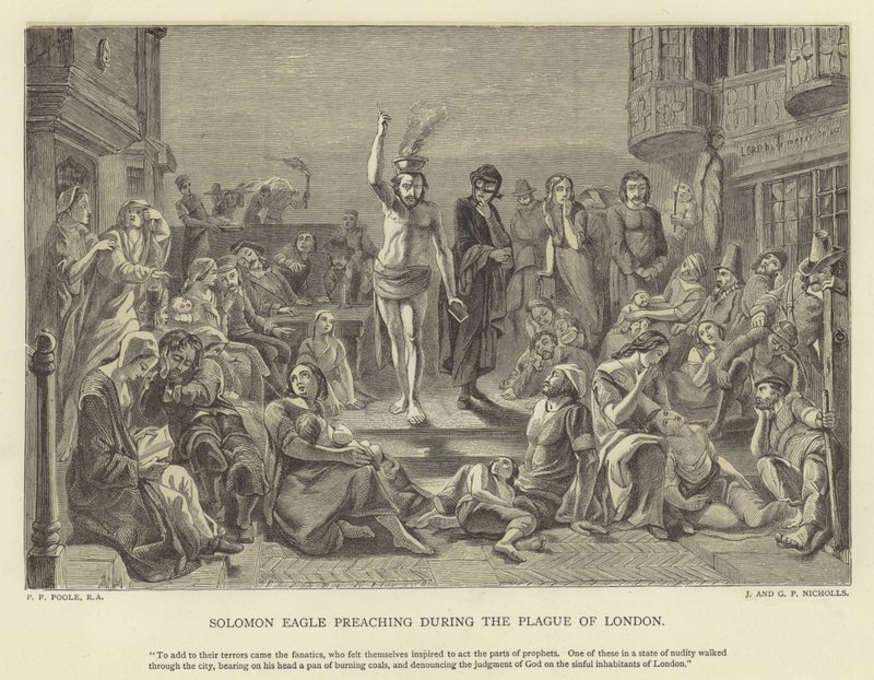 Solomon Eagle, Londra vebası sırasında vaaz veriyor by Paul Falconer Poole