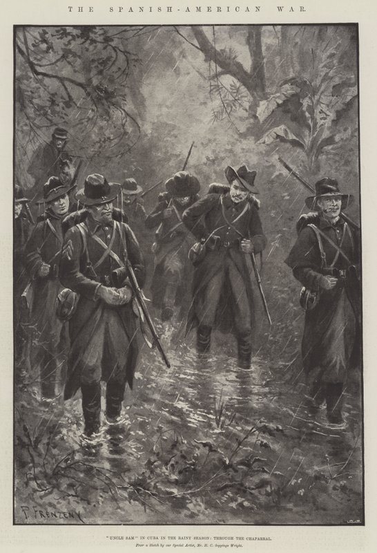 İspanyol-Amerikan Savaşı, Yağmurlu Mevsimde Küba'da Sam Amca, Chaparral aracılığıyla by Paul Frenzeny