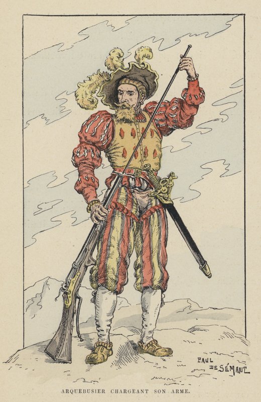 Arquebusier silahını yüklüyor, 16. yüzyılın başlarında by Paul de Semant