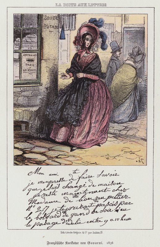 Bir mektup gönderecek kadın, Fransız karikatürü by Paul (after) Gavarni