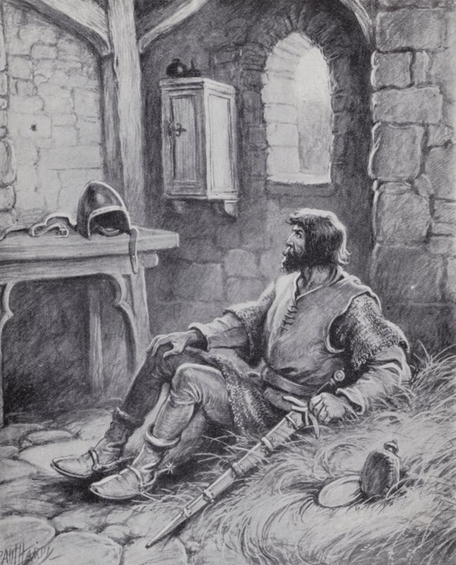 Robert Bruce, İngilizleri yenmek için tekrar denemesi için ona ilham veren örümcekle (lito) by Paul (after) Hardy