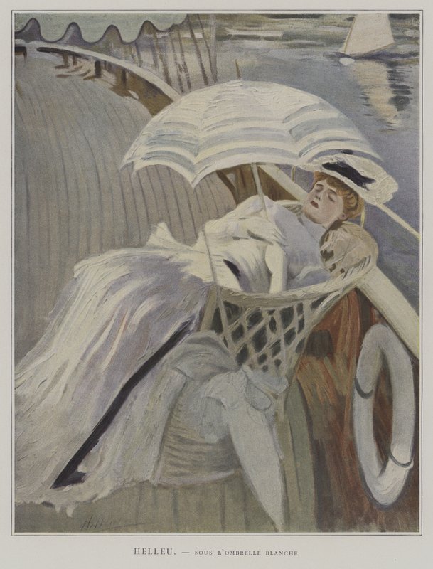 Sous lOmbrelle Blanche (Under the White Umbrella)  by Paul Cesar after Helleu