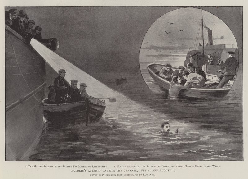 Holbein'in Kanal'da yüzmeye teşebbüsü, 31 Temmuz ve 1 Ağustos by Paul Frenzeny