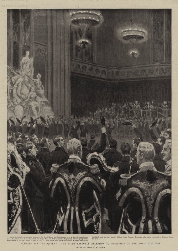 Kraliçe için Şerefe, Şehrin Kraliyet Piyadelerinin Yedeklerine Veda Resepsiyonu by Percy F.S. Spence