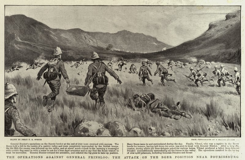 General Prinsloo'ya Karşı Operasyonlar, Fouriesburg yakınlarındaki Boer Mevkiine Saldırı by Percy F.S. Spence