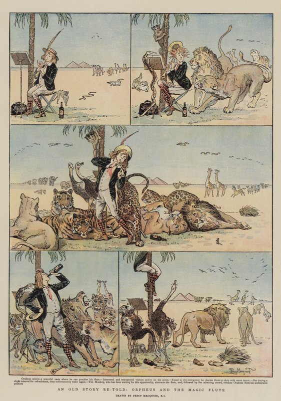 Yeniden Anlatılan Eski Bir Hikaye, Orpheus ve Sihirli Flüt (chromolitho) by Percy Macquoid