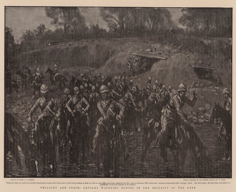 Alacakaranlık ve Barış, Alacakaranlığın Güvenliğinde Atları Sulayan Süvari by Percy F.S. Spence